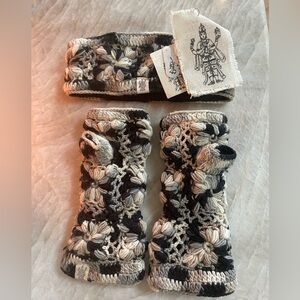 Handmade headband and fingerless glove set